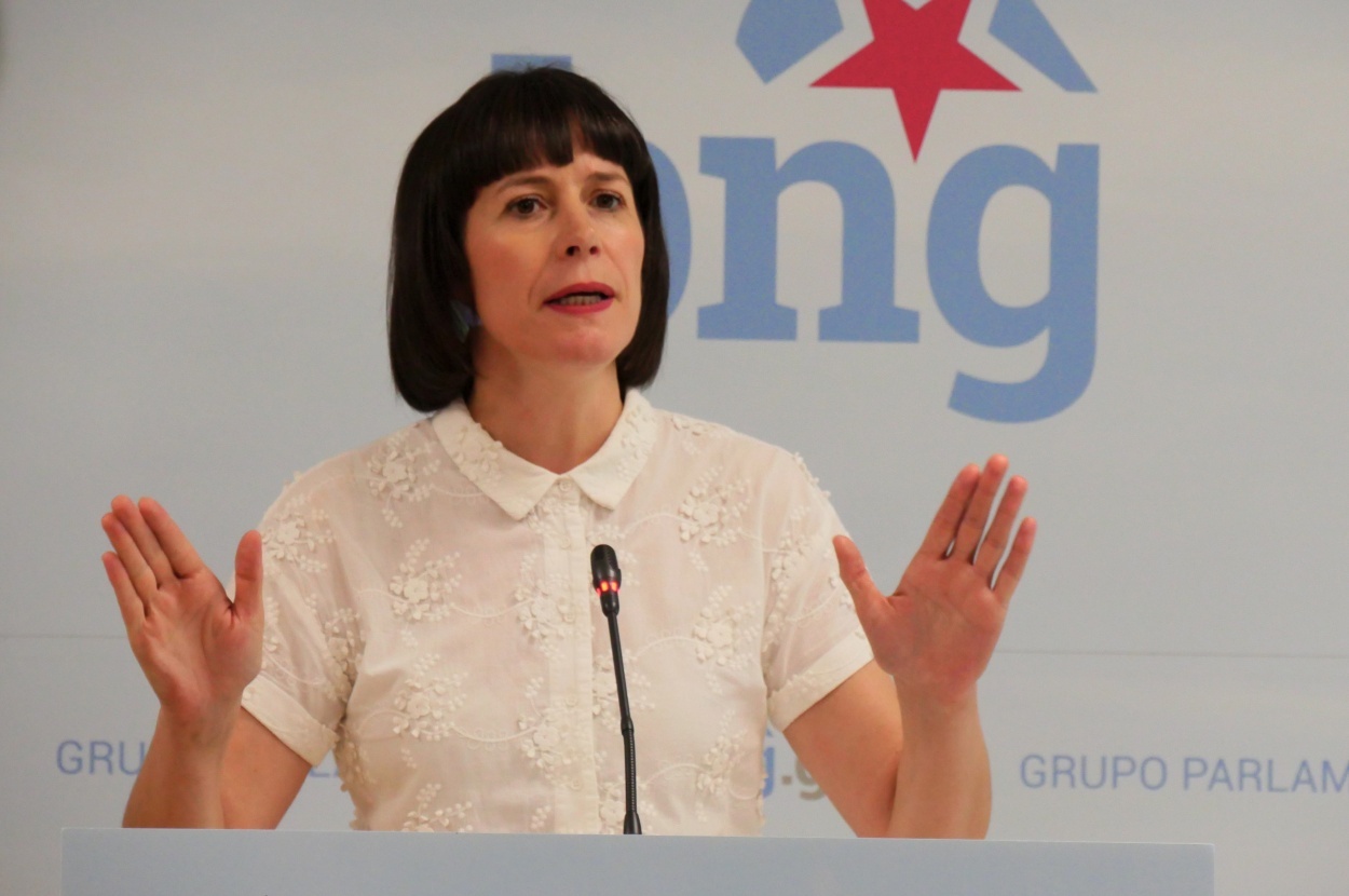 La líder del BNG, Ana Pontón, este lunes en su comparecencia ante los medios de comunicación (Foto: BNG).