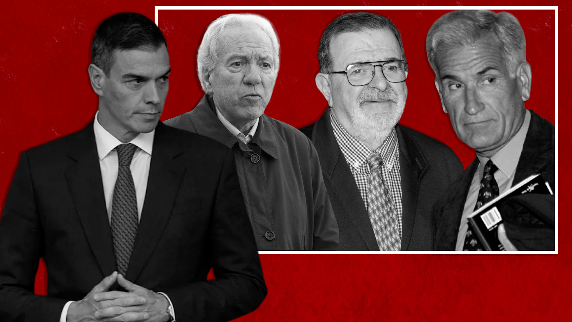 Ilustración de Pedro Sánchez, José Barrionuevo, José Rodríguez de la Borbolla y Rafael Vera. Elaboración propia