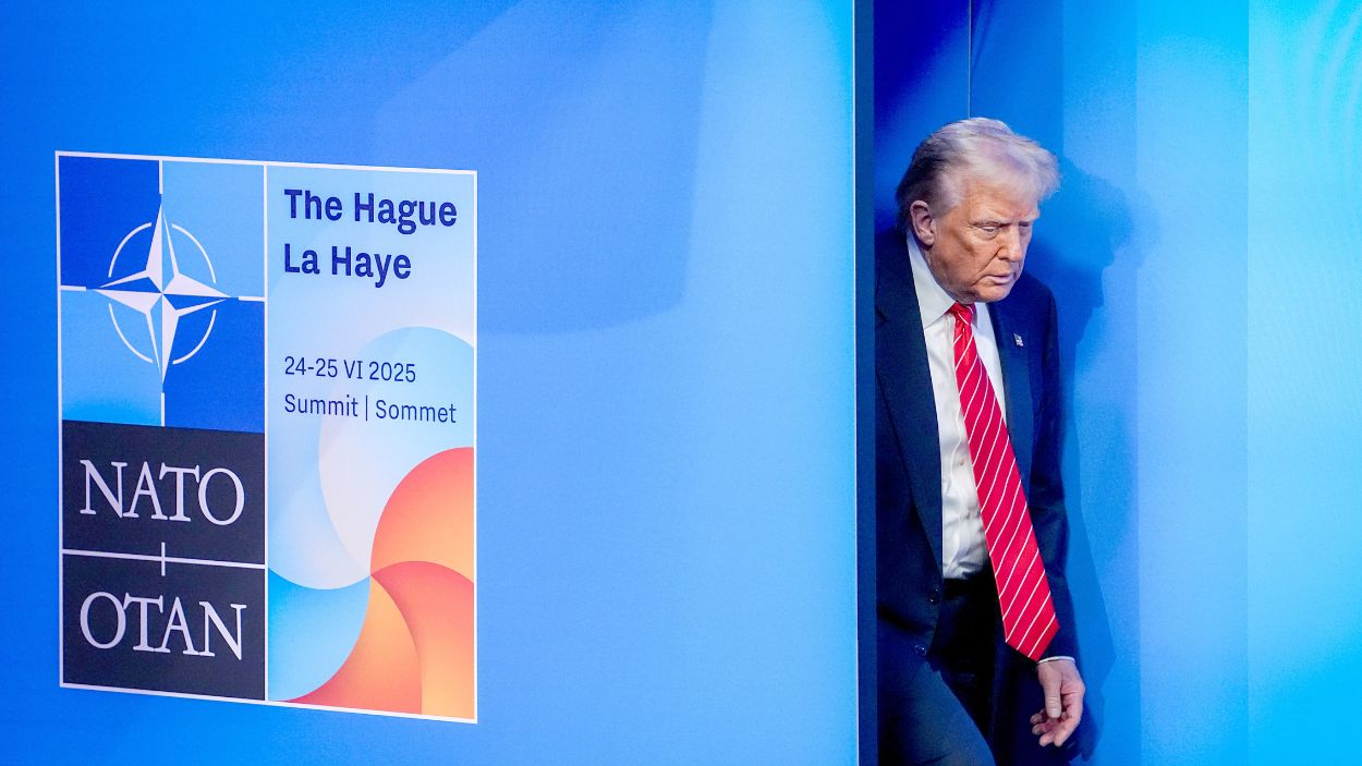 El presidente de Estados Unidos, Donald Trump, en la Cumbre de la OTAN celebrada en La Haya. EP.