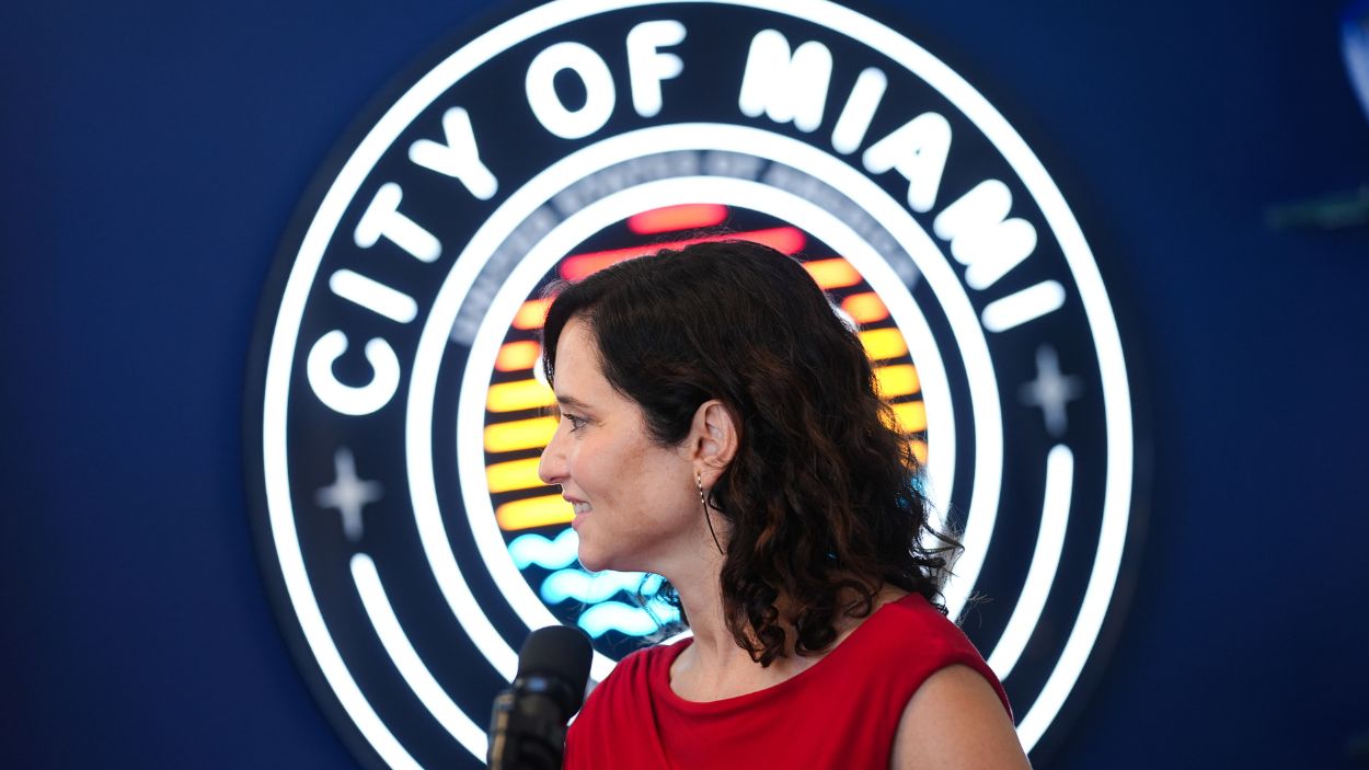 La presidenta de la Comunidad de Madrid, Isabel Díaz Ayuso, en su último viaje a Estados Unidos. EP.
