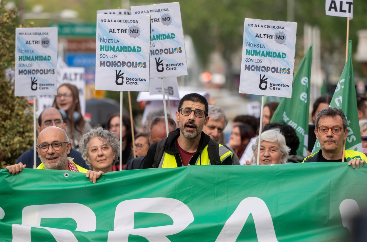 Imagen de la protesta contra Altri llevada a cabo en Madrid el pasado mes de mayo (Foto: Europa Press).