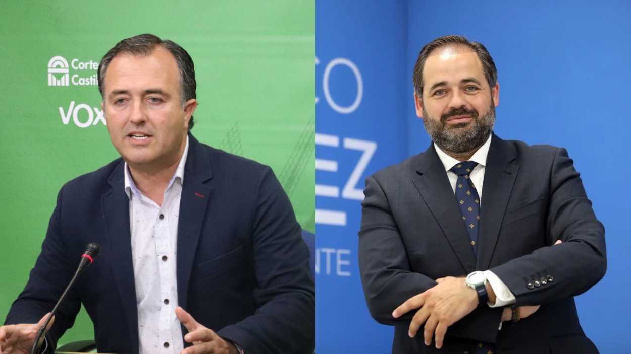 El presidente de Vox en Castilla-La Mancha, David Moreno, y su homólogo del PP, Paco Núñez