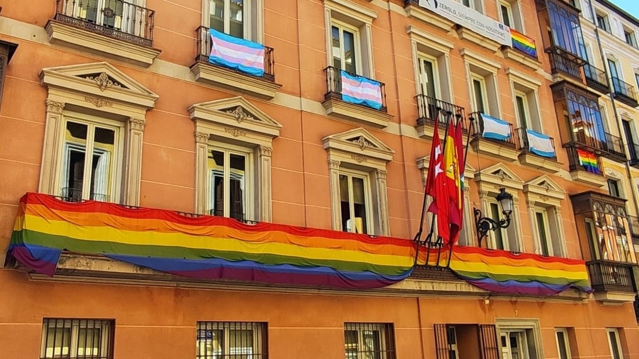 Banderas LGTBI en el Edificio de Grupos Municipales. EP.