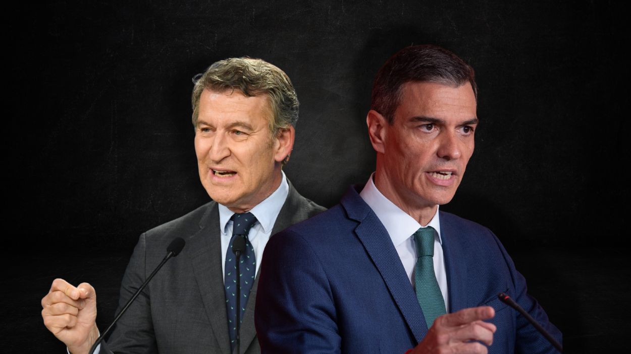 Fotomontaje de Alberto Núñez Feijóo y Pedro Sánchez. Ilustración propia.