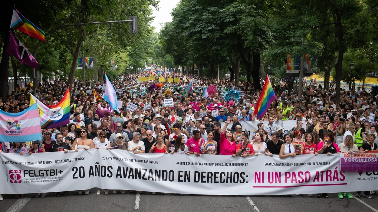 Manifestación estatal del Orgullo LGTBI+ 2025, a 5 de julio de 2025 en Madrid. EP.