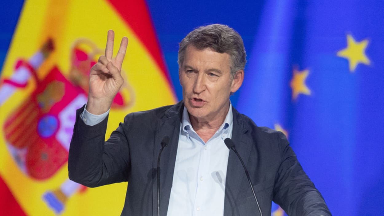 El presidente del PP, Alberto Núñez Feijóo, durante la segunda jornada del XXI Congreso Nacional del Partido Popular. EP.