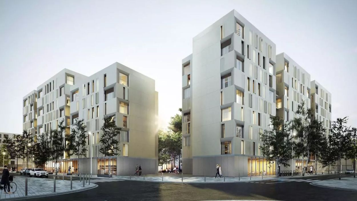 Render de viviendas públicas en Marina del Prat Vermell.