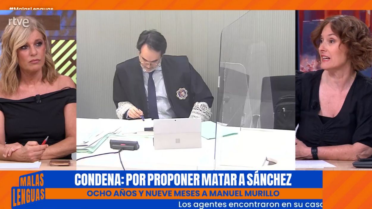 Esther Palomera y Marisol Hernández durante la mesa de debate de Malas Lenguas. RTVE
