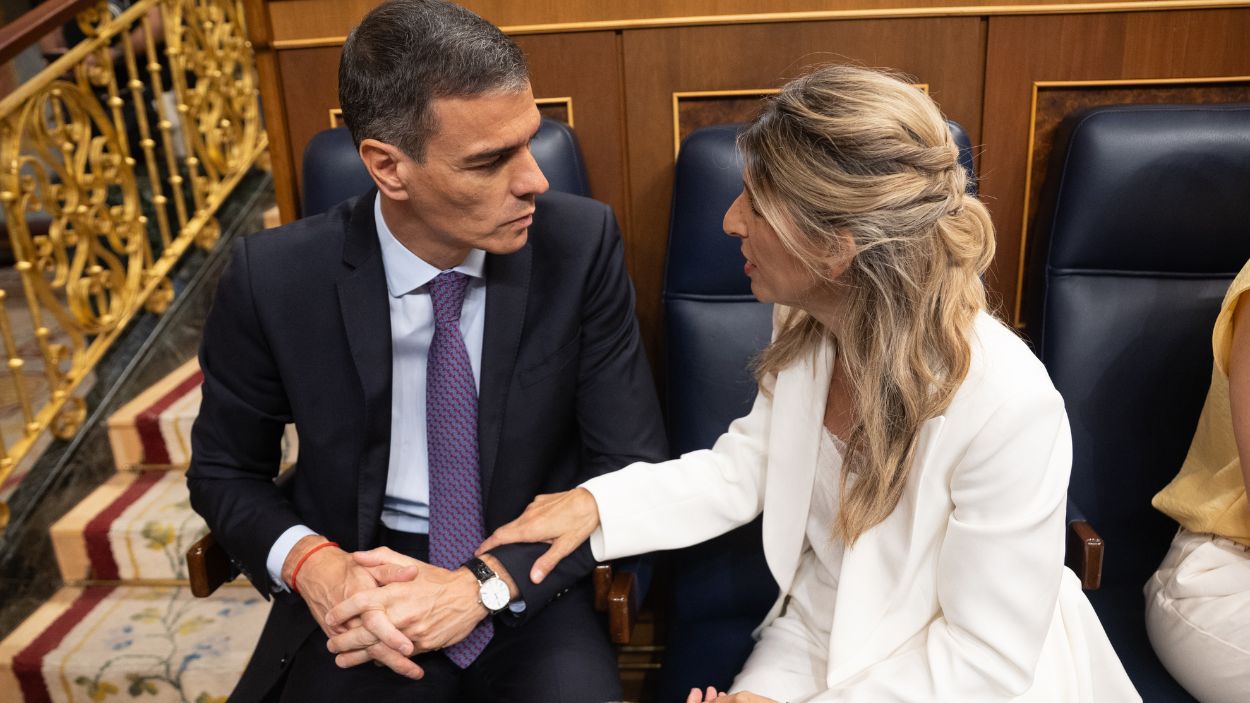 Pedro Sánchez y Yolanda Díaz en el Congreso de los Diputados. EP.