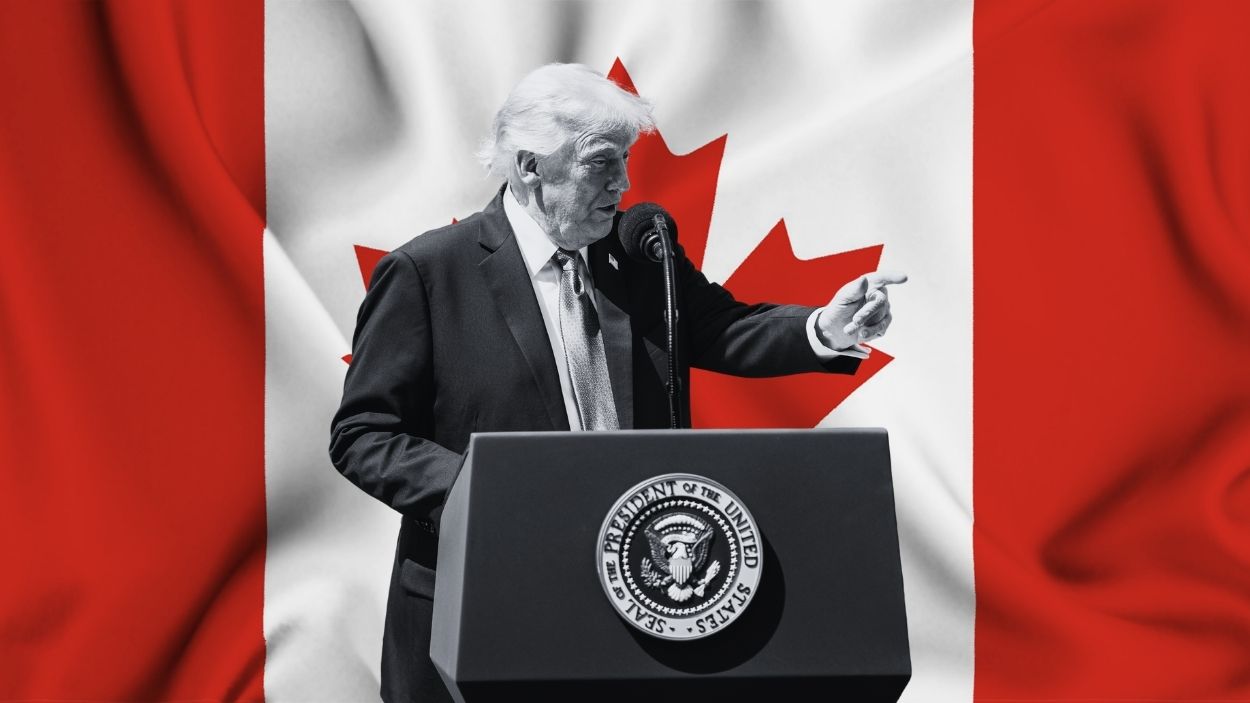 Trump y la bandera canadiense. Elaboración propia 