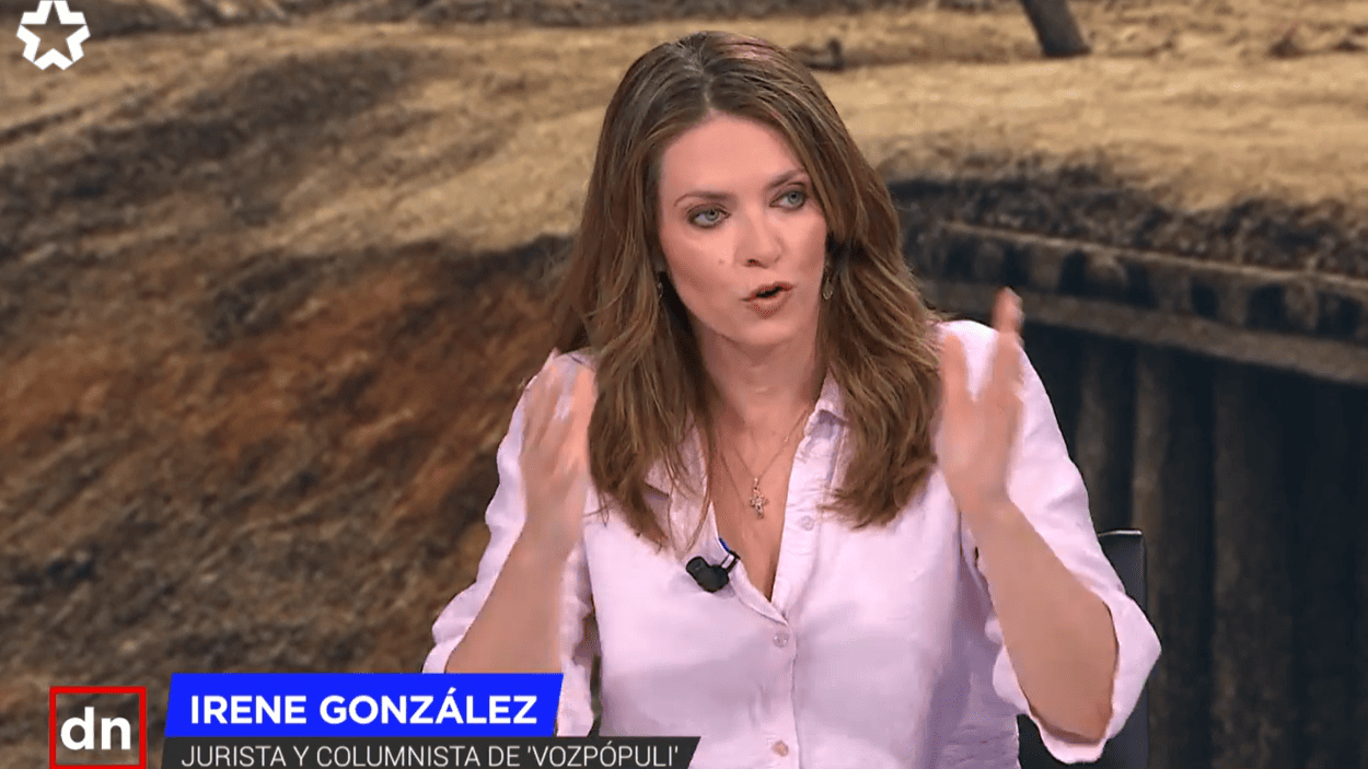 Irene González en El Análisis Diario de la Noche, de Telemadrid. Telemadrid.