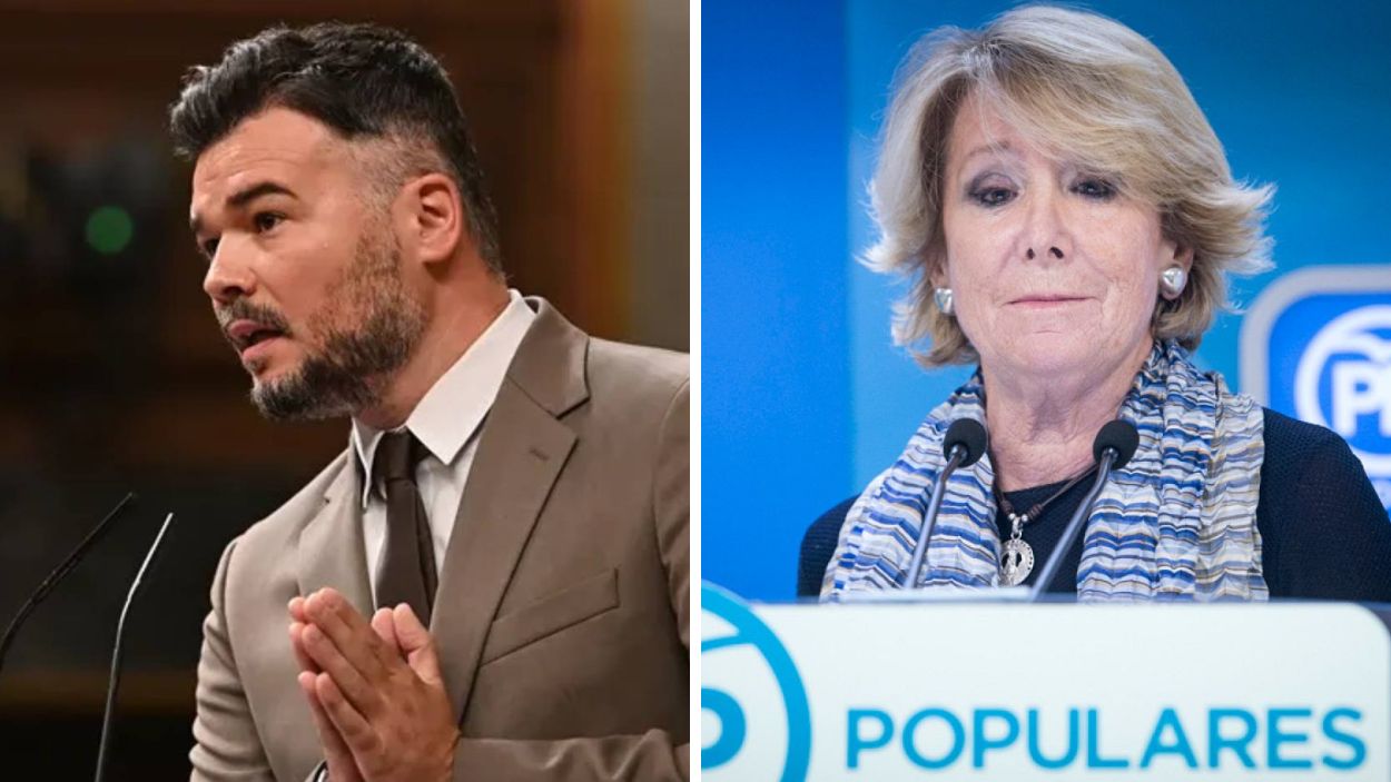 Fotomontaje de Gabriel Rufián y Esperanza Aguirre. Elaboración propia.