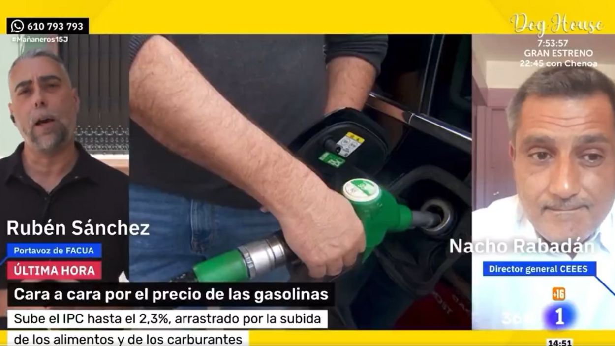 Debate entre FACUA y la CEEES por los precios de los combustibles en 'Mañaneros 360'. RTVE