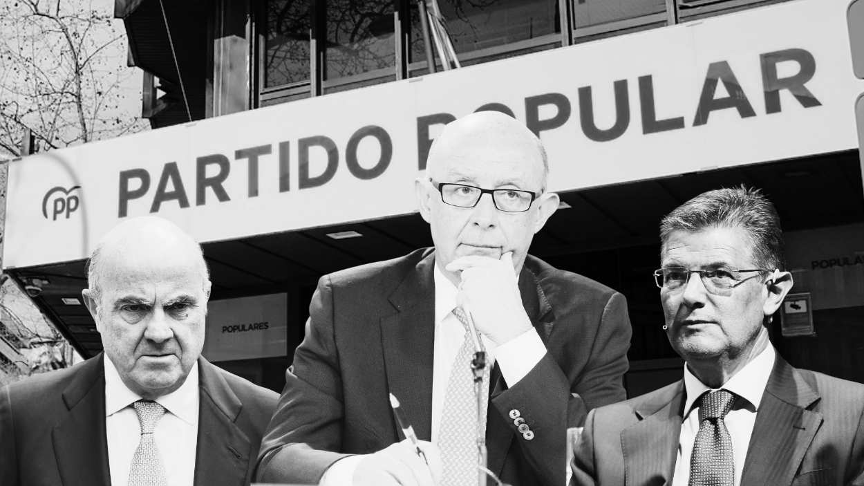 De izquierda a derecha: Luis de Guindos, Cristóbal Montoro y Rafael Catalá. Elaboración propia.
