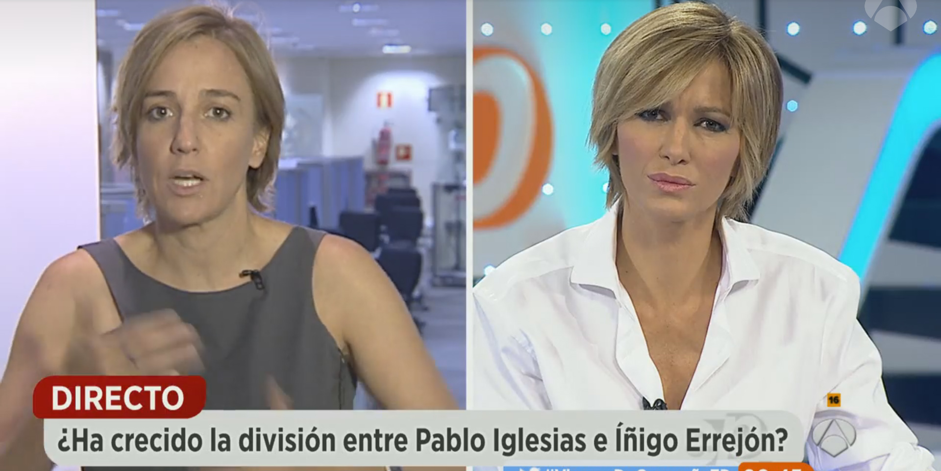 Tania Sánchez y Susanna Grisso, en 'Espejo Público'.