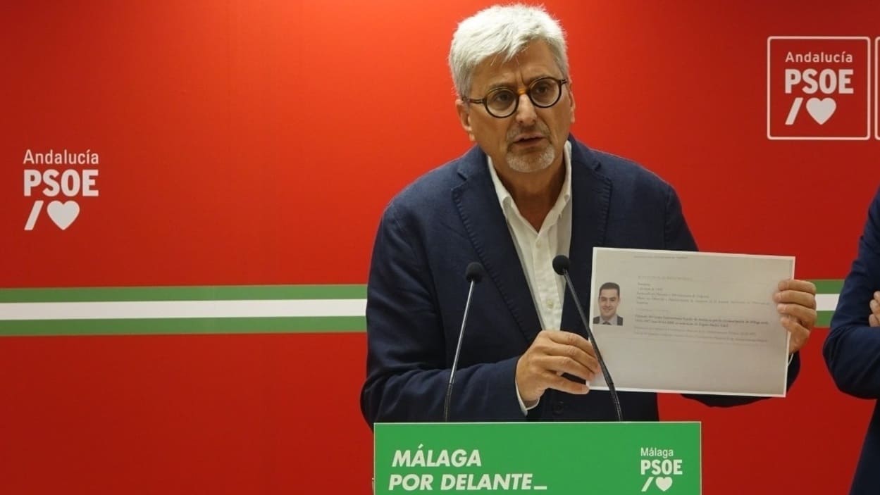 El secretario general del PSOE de Málaga, Josele Aguilar, en rueda de prensa. EP.