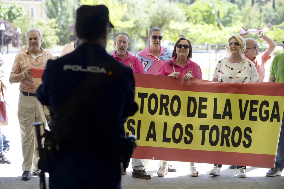 Un grupo de personas en una imagen de archivo durante una concentración a favor del Toro de la Vega.