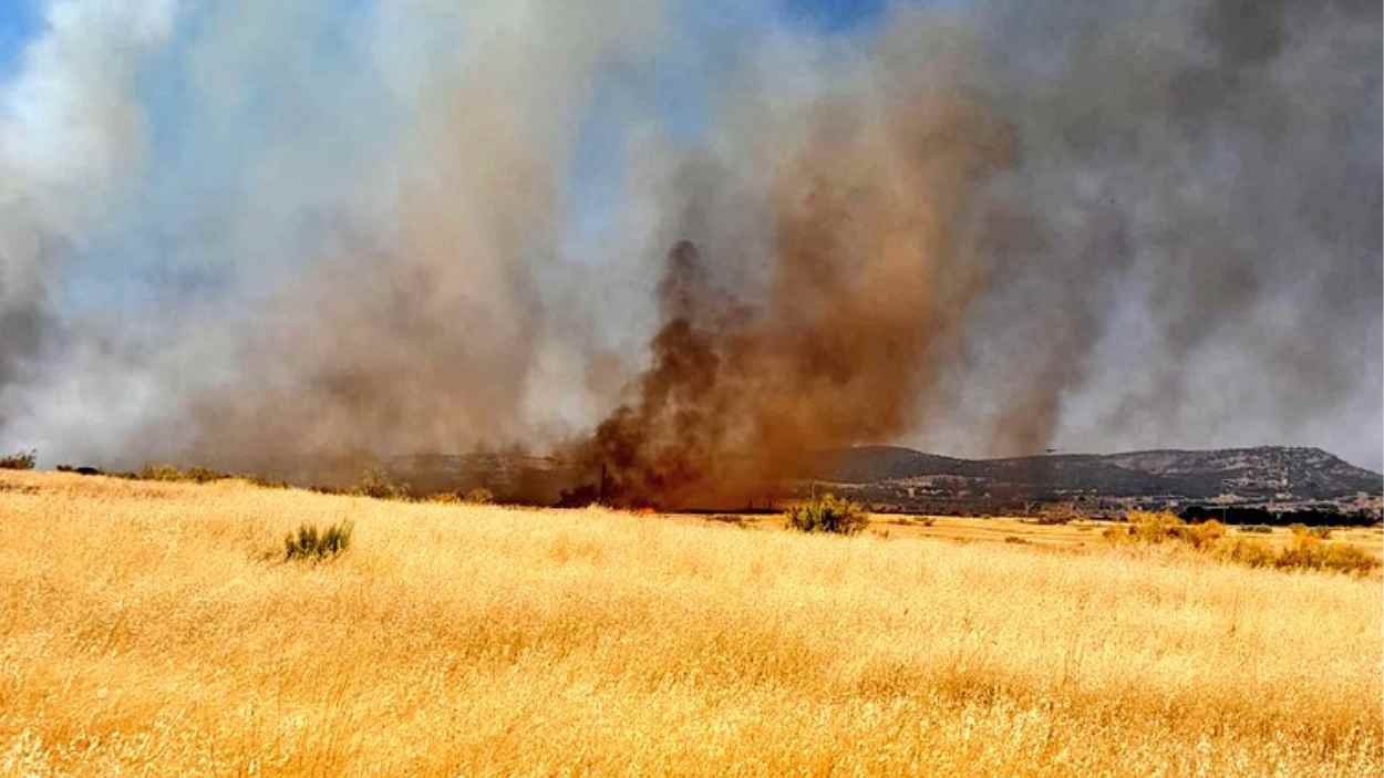 El incendio en Ciudad Real que afecta al AVE. Adif