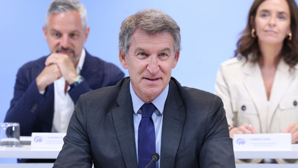 El presidente del Partido Popular, Alberto Núñez Feijóo, preside la reunión del Comité Ejecutivo Nacional del partido. EP.