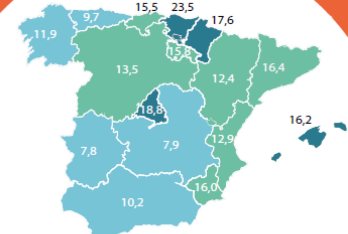 Mapa de la inversión pública en la educación privada en España. (Foto: Ministerio de Educación)