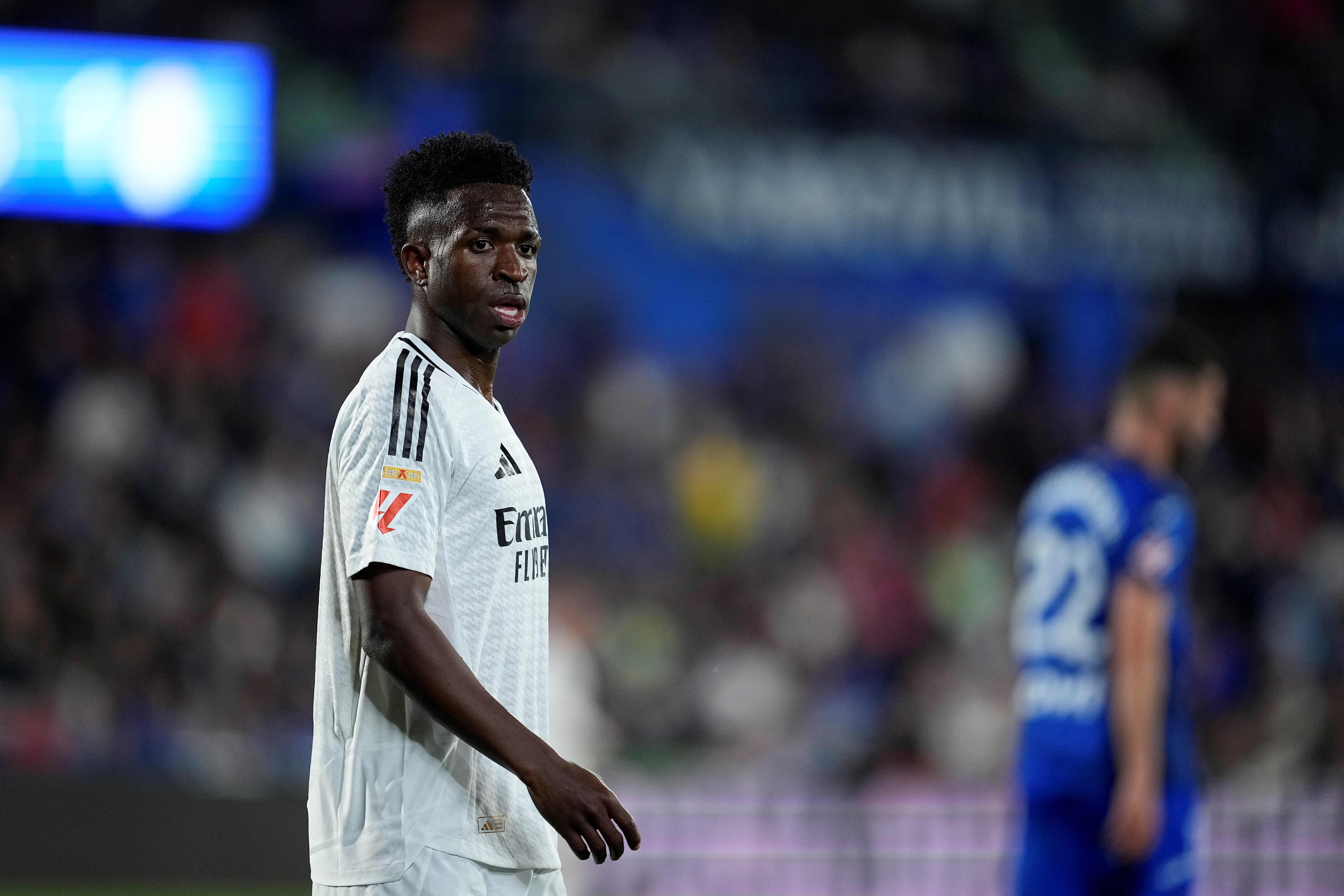 El jugador brasileño, Vinicius Jr., durante un partido contra el Getafe. EP