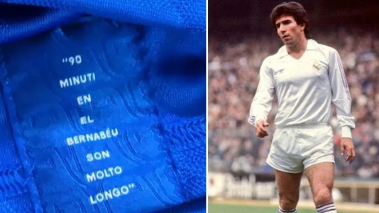El Real Madrid 'homenajea' a Juanito en su nueva camiseta. ¿Cuál es el origen de la frase '90 minuti en el Bernabéu son molto longo'?