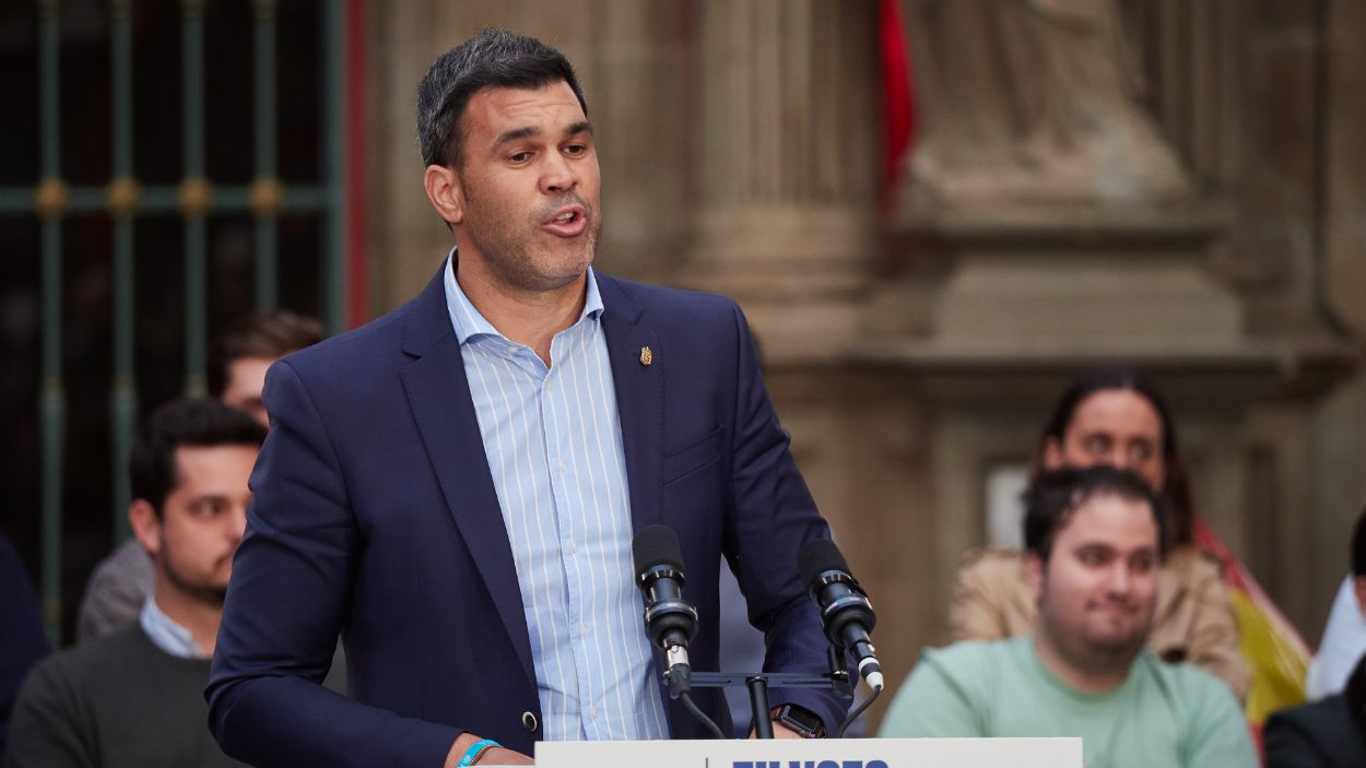 Javier García Jiménez, líder del PP en Navarra durante un acto del partido en Pamplona. EP.