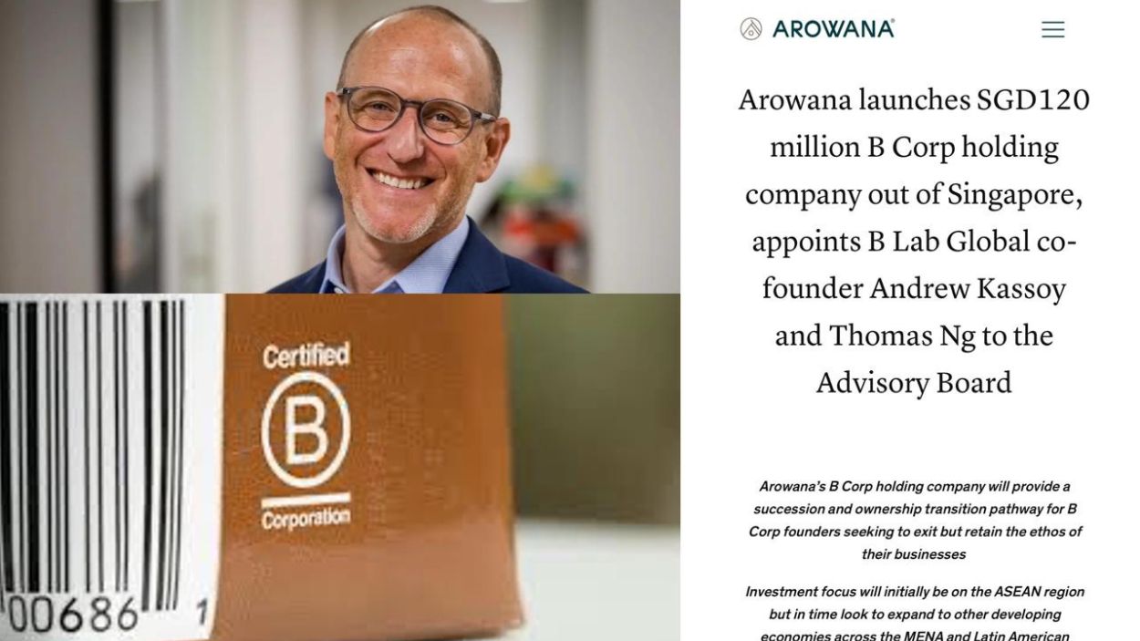 Andrew Kassoy impulsa una sociedad de inversión B Corp en Singapur. Arowana Impact Capital. 