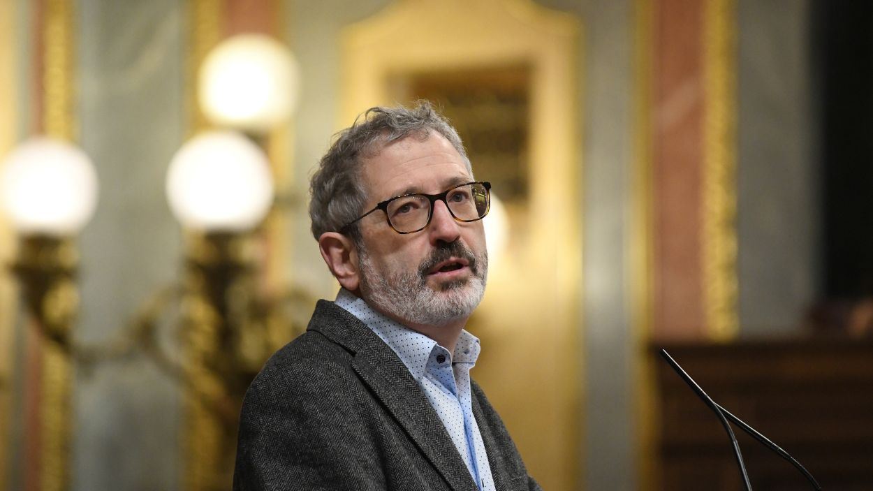 Carlos Martín Urriza, uno de los coordinadores de Movimiento Sumar, en el Congreso. EP.
