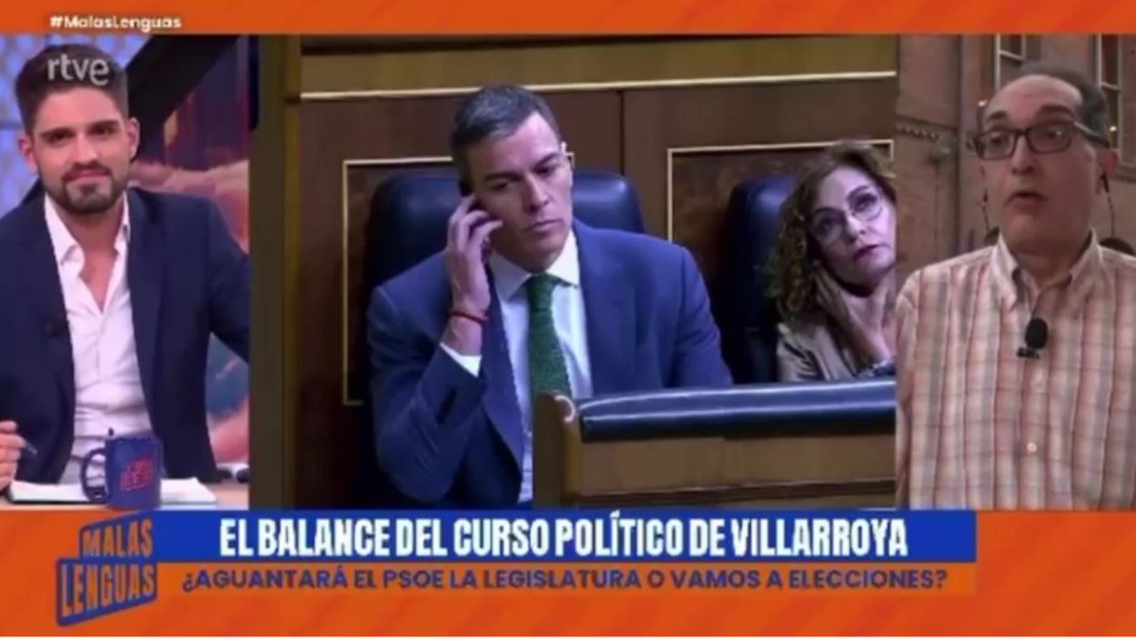 José Miguel Villarroya y Hugo Pereira durante el programa de 'Malas Lenguas'. RTVE