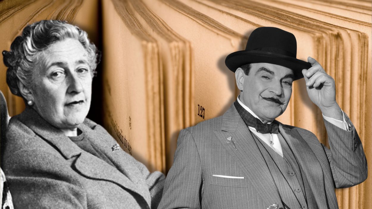 Ilustración de Agatha Christie y Hércules Poirot. Elaboración propia.