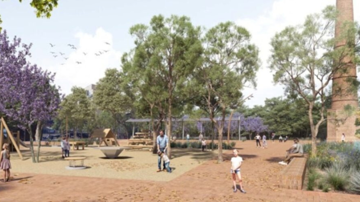 Render de la plaza de l'Olivereta de Barcelona remodelada