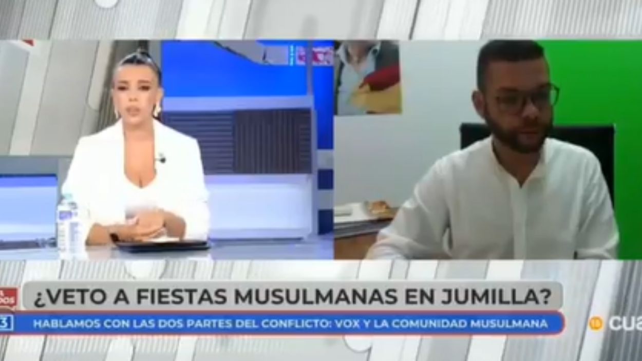 Sarah Santaolalla y el portavoz de Vox en Jumilla en 'En boca de todos'. Mediaset