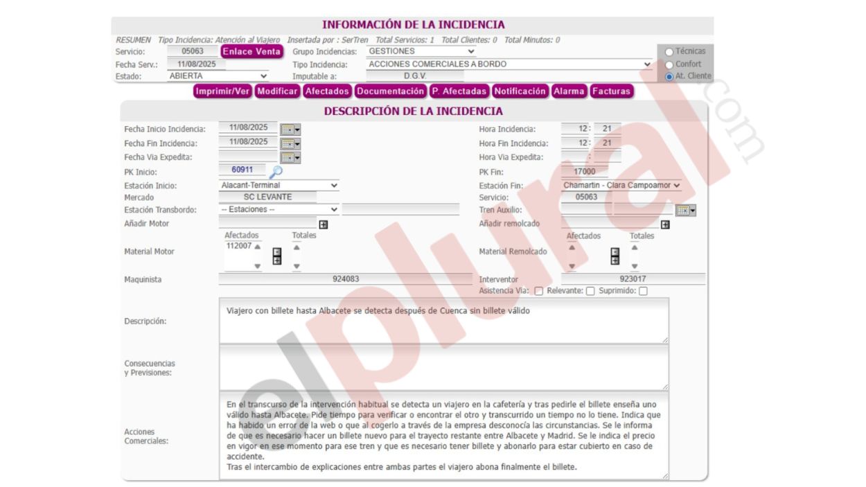 Incidencia de Vito Quiles registrada por Renfe