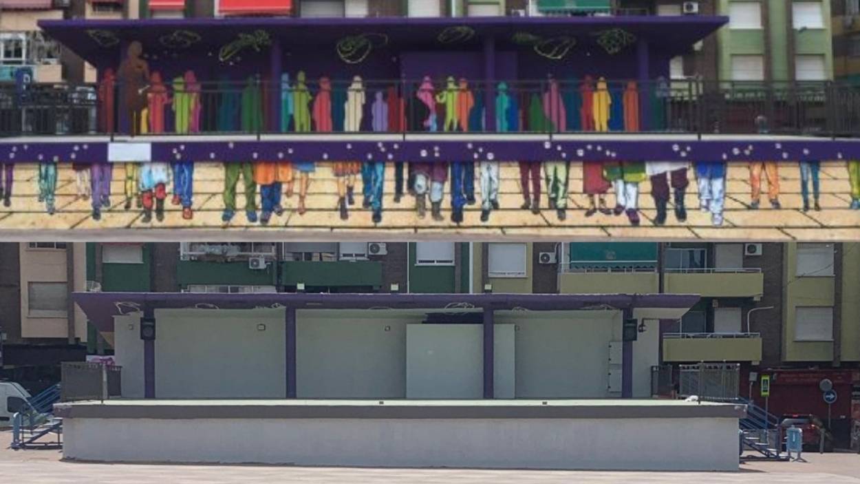 Eliminación del mural Estrellas en Conserva en Molina de Segura. PSOE Molina Segura 