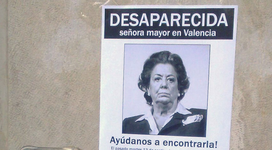 Cartel irónico sobre la desaparición de Rita Barberá