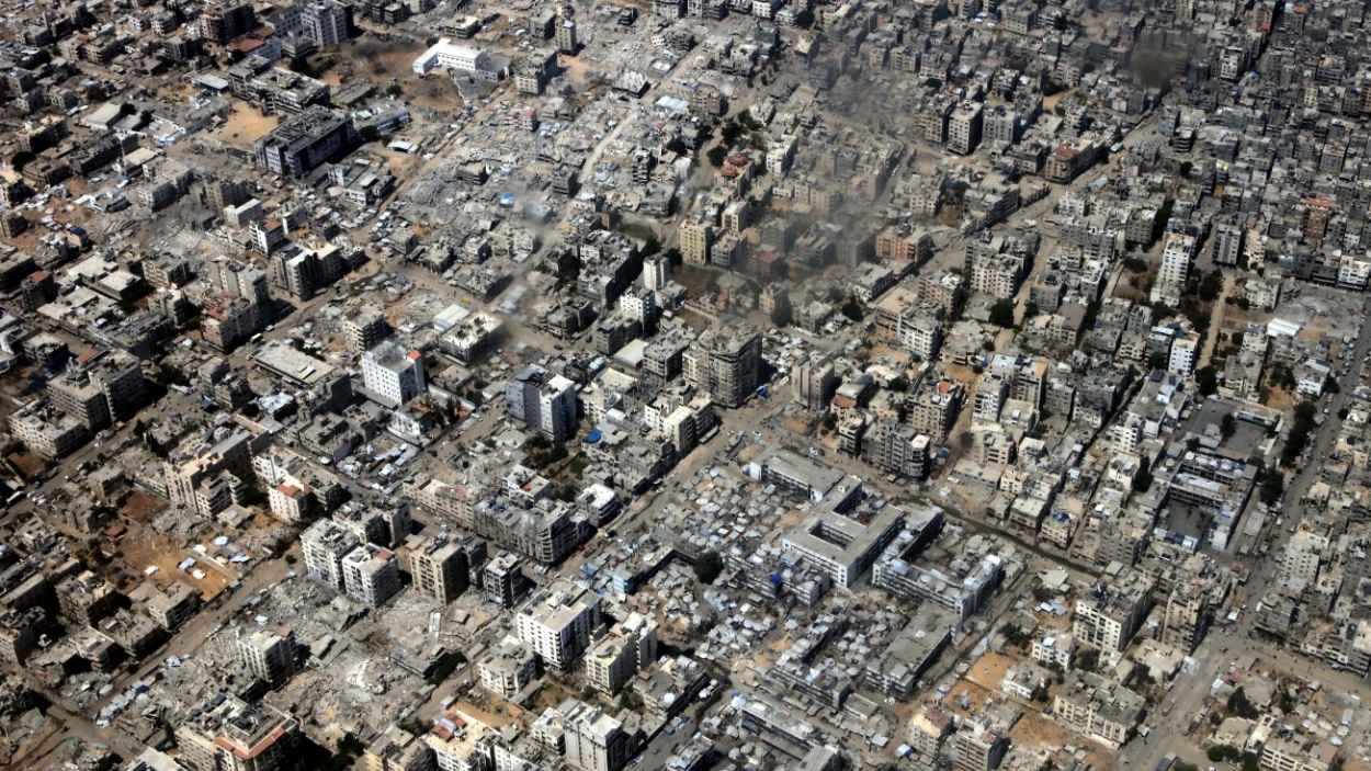 Vista aérea de Gaza, totalmente destruida tras el asedio israelí. EP.