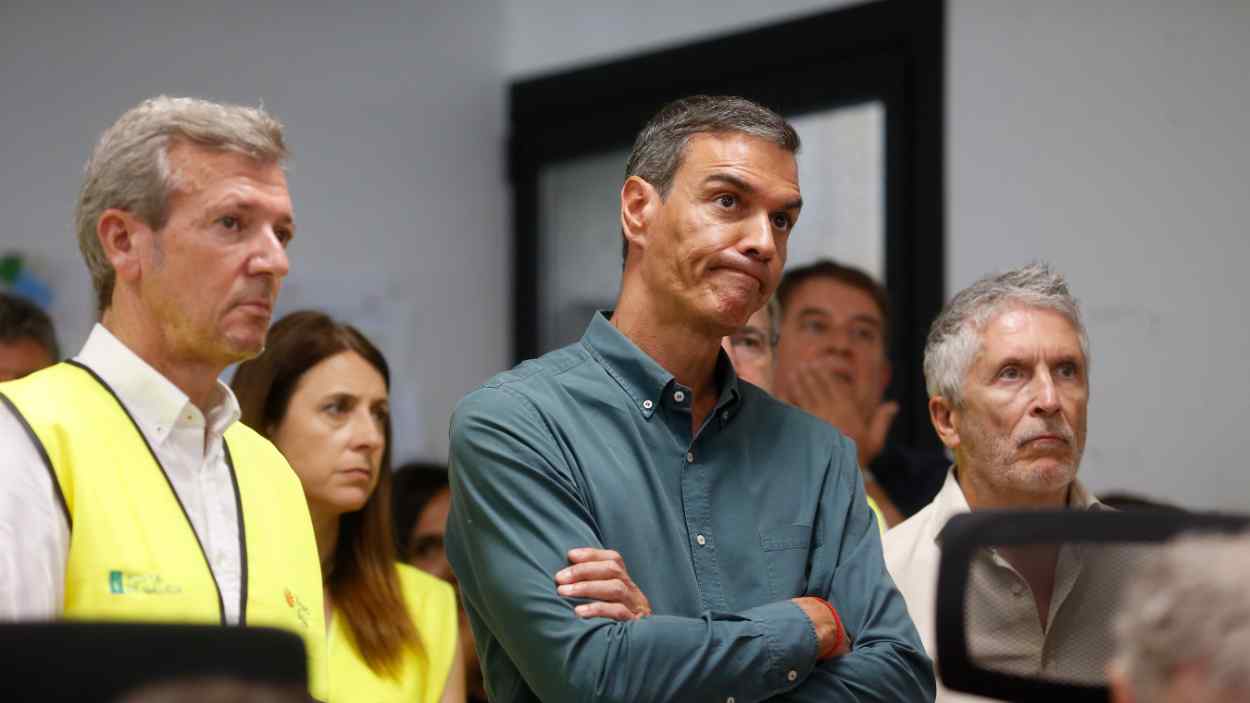 Alfonso Rueda con Pedro Sánchez en su visita a Ourense. EP