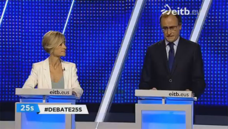 Pilar Zabala (Podemos) deja en blanco a Alfonso Alonso (PP) durante el debate en ETB