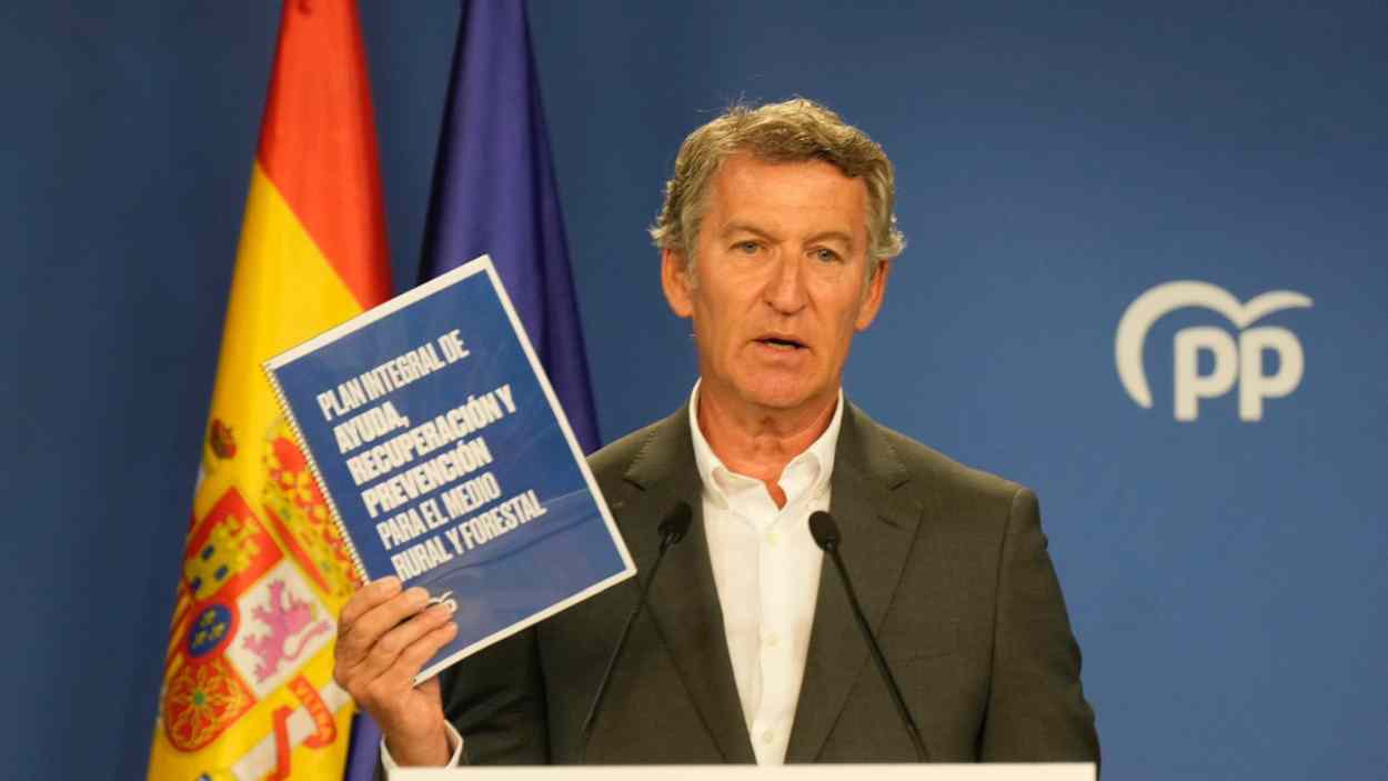 Feijóo presenta sus medidas contra incendios. PP