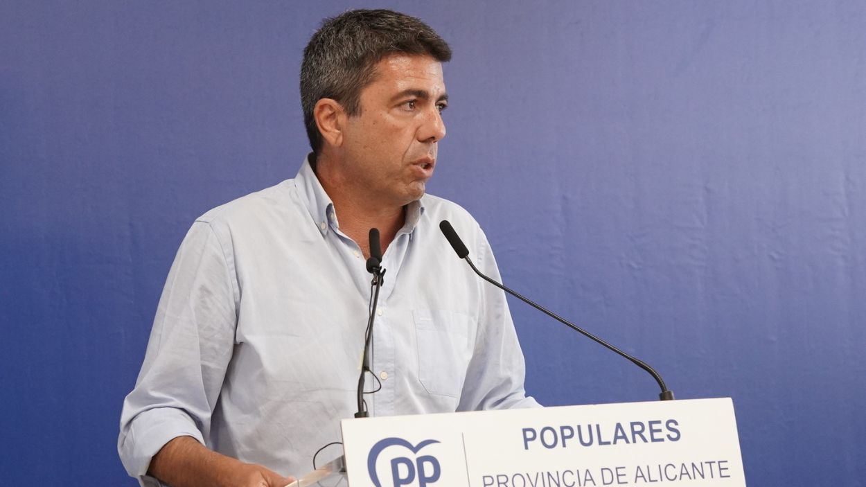 El presidente del PPCV, Carlos Mazón, interviene durante la Junta Directiva Provincial del PP de Alicante. EP