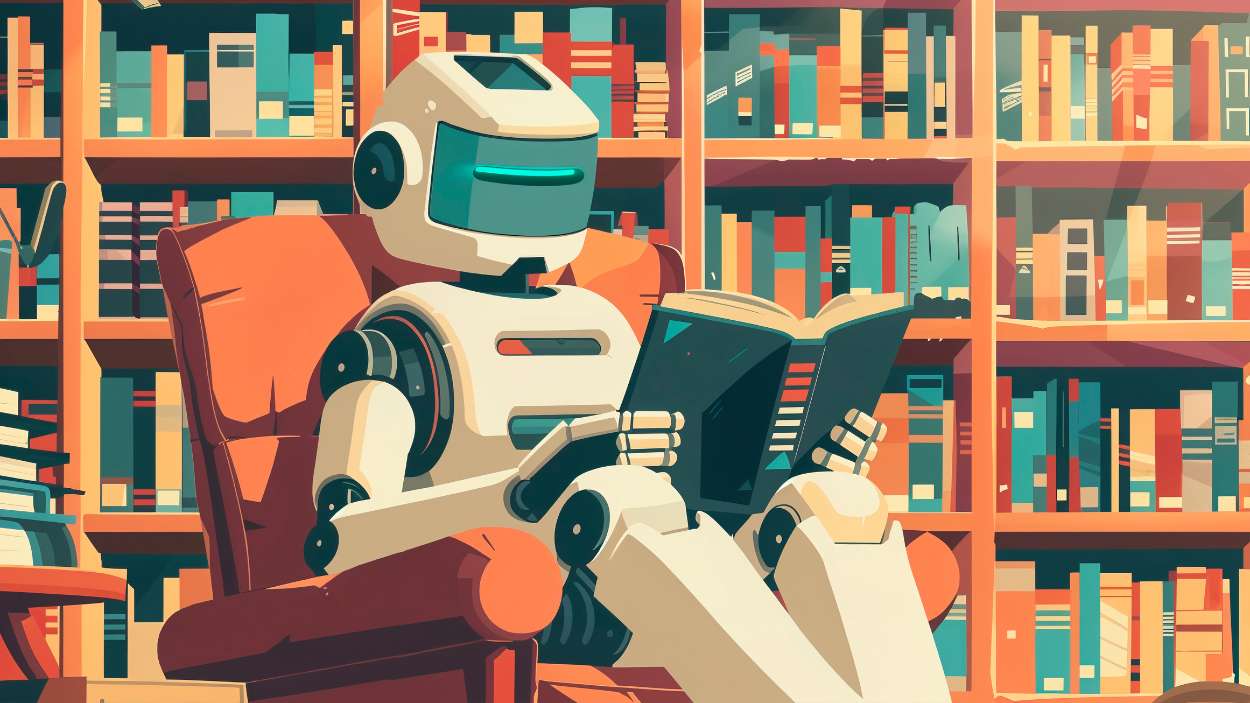 Escena de un personaje animado de robot. Freepik.