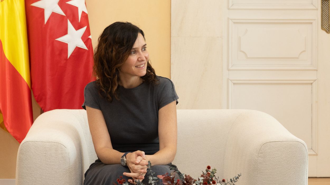 La presidenta de la Comunidad de Madrid, Isabel Díaz Ayuso, en la Real Casa de Correos. EP.
