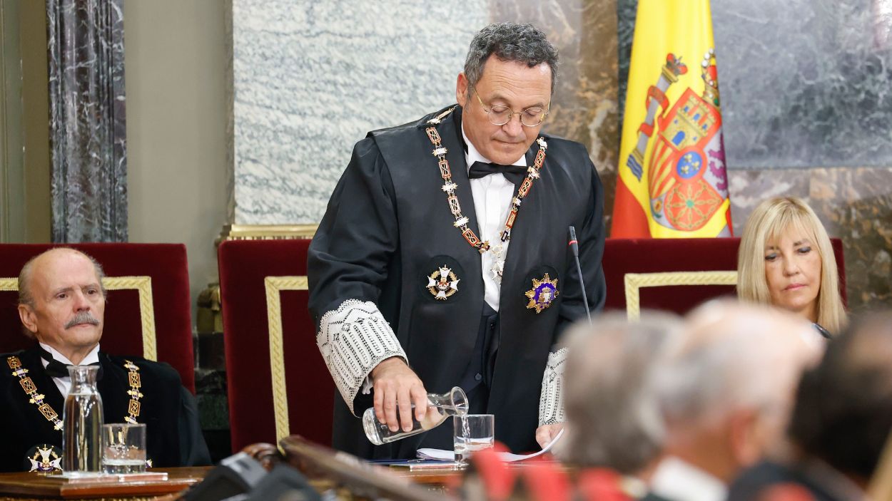 El fiscal general del Estado, Álvaro García Ortiz, durante su discurso en la apertura del año judicial. EP