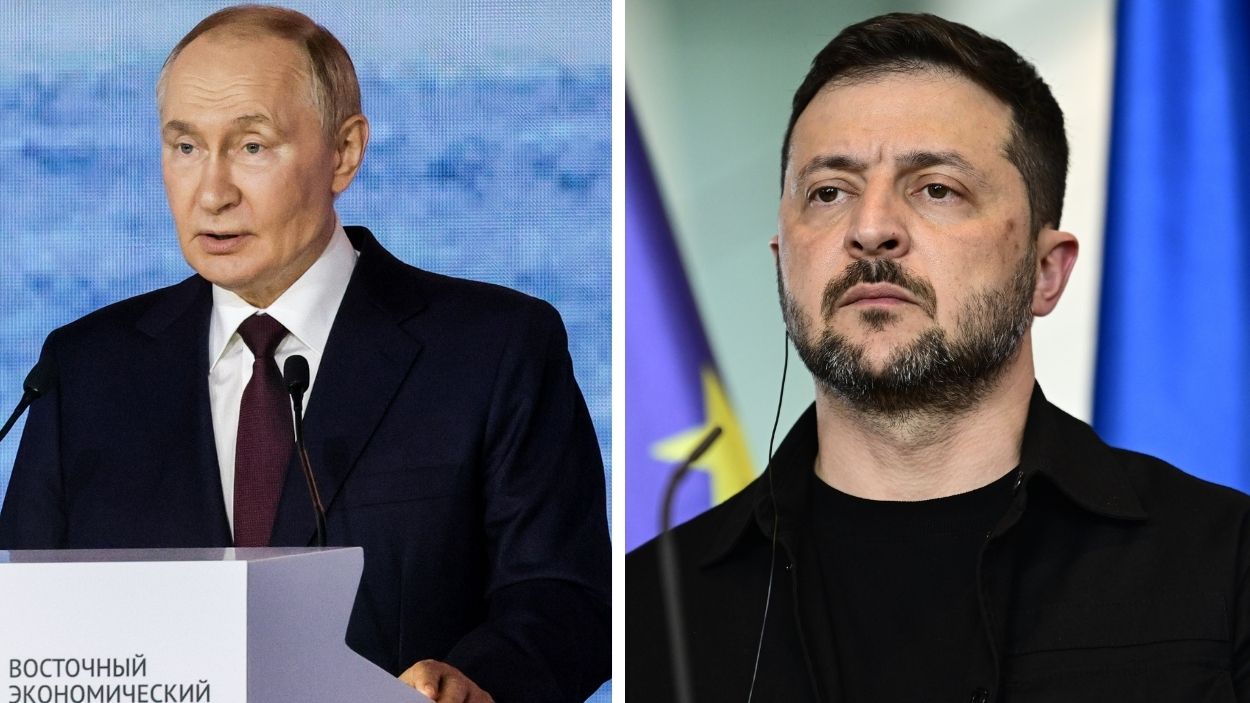  Vladimir Putin y Volodymyr Zelensky. EP.