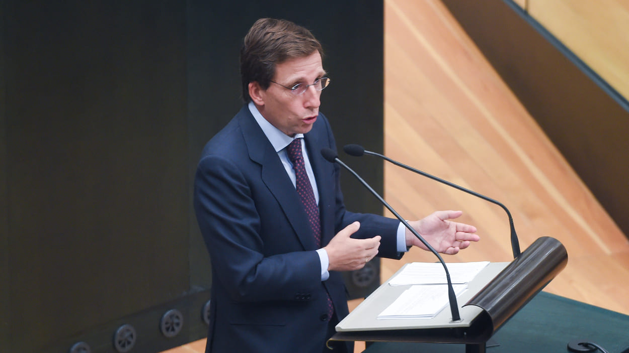 El alcalde de Madrid, José Luis Martínez Almeida, durante el Debate sobre el Estado de la Ciudad. EP.