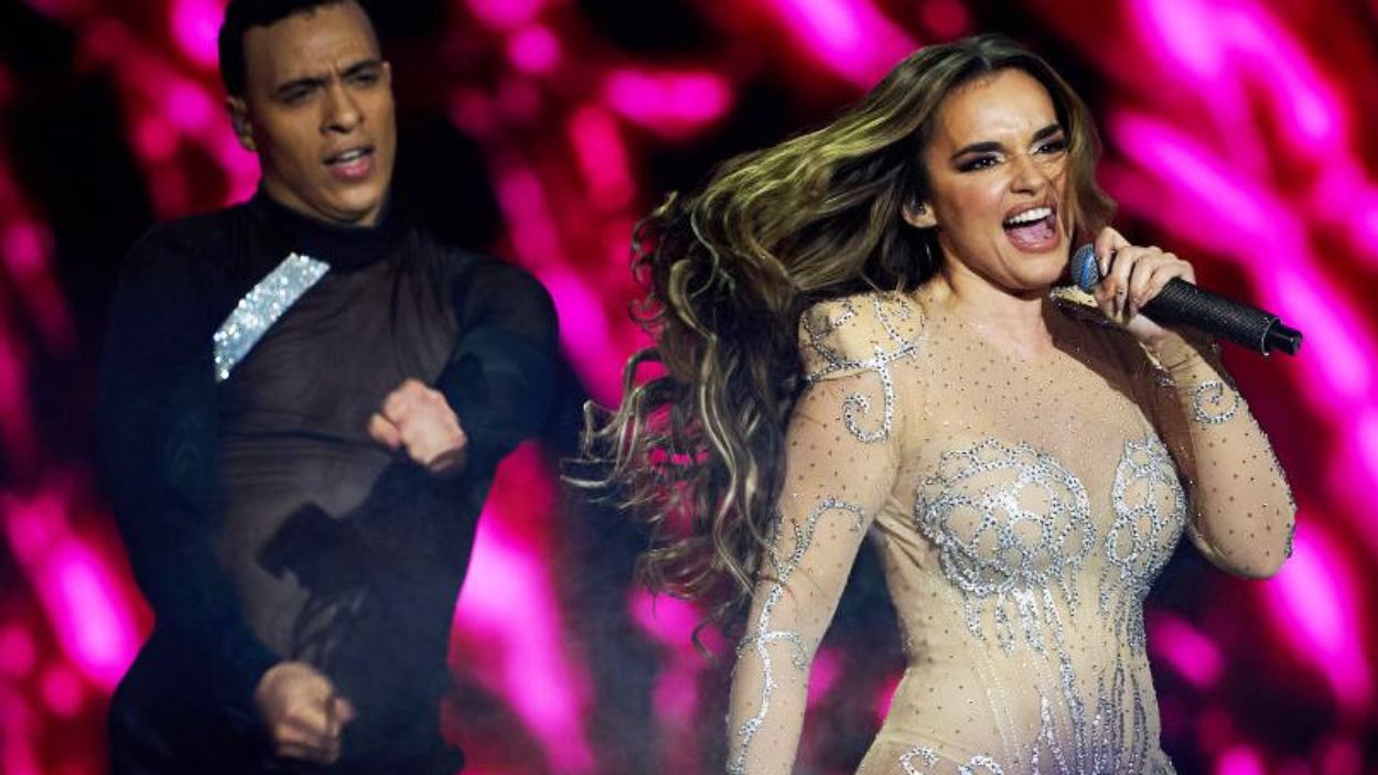 Melodi en su actuación en el Benidorm Fest 2025