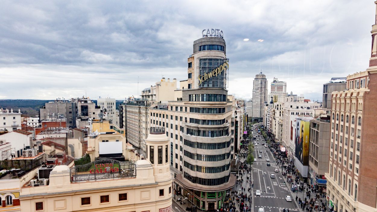 Imagen de la Gran Vía de Madrid desde la Plaza de Callao. EP.