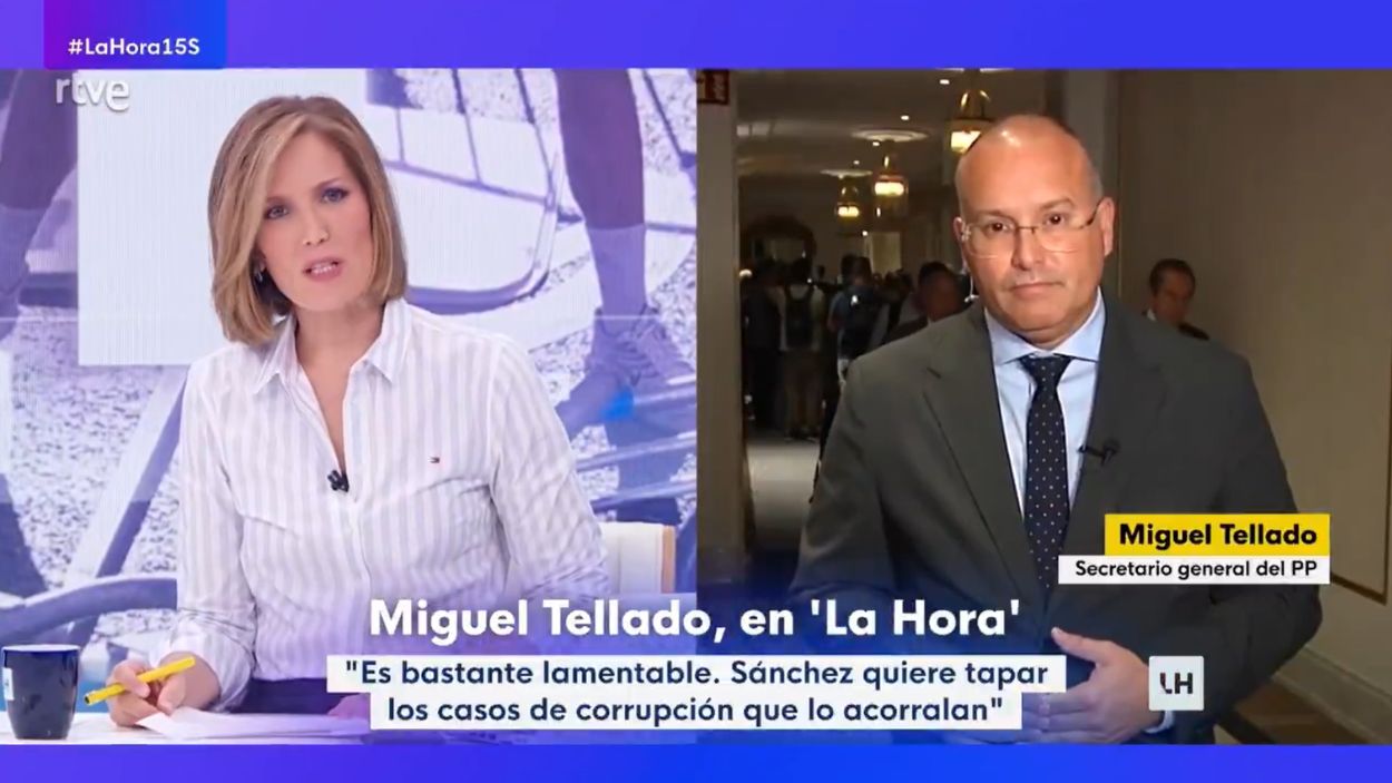 Silvia Intxaurrondo entrevista a Miguel Tellado en 'La hora de la 1'. RTVE