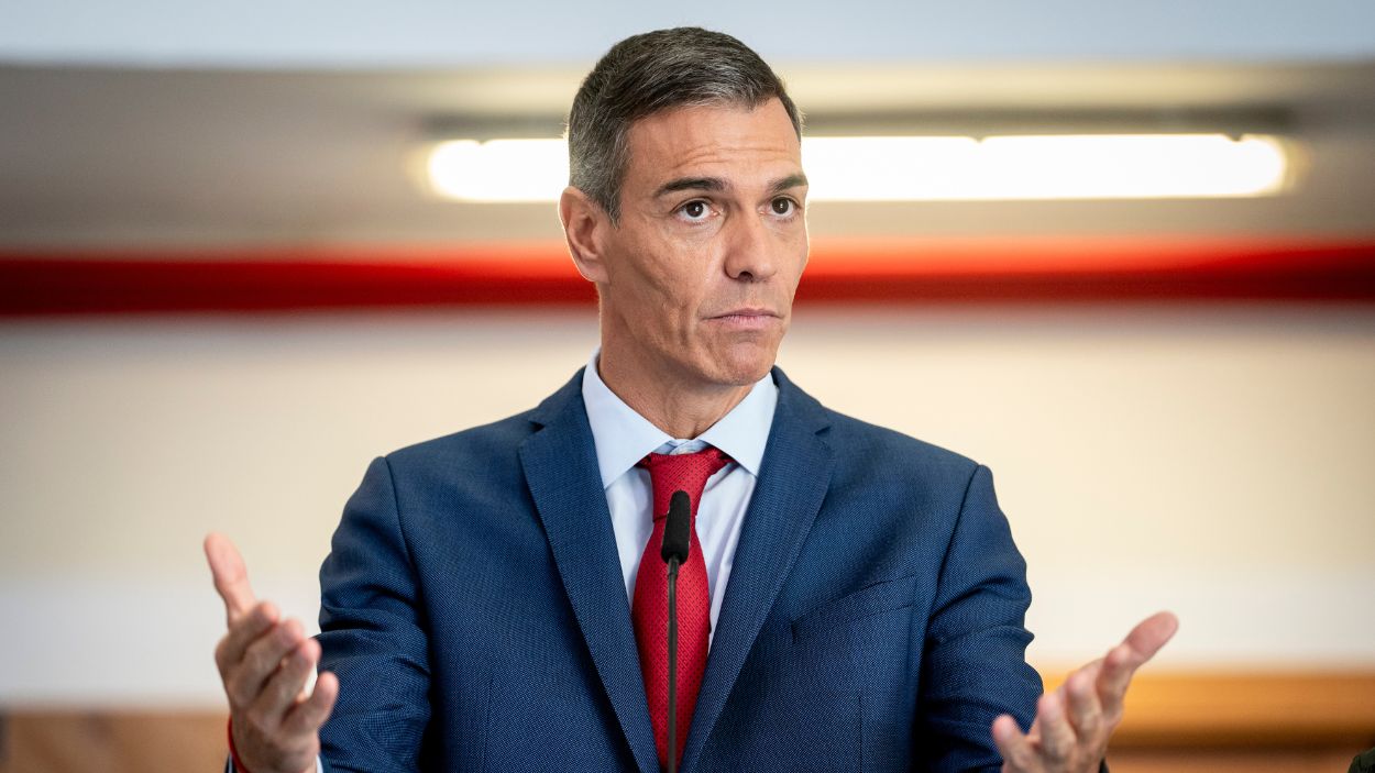 El presidente del Gobierno, Pedro Sánchez, en su visita a un colegio público en Getafe (Madrid). EP.